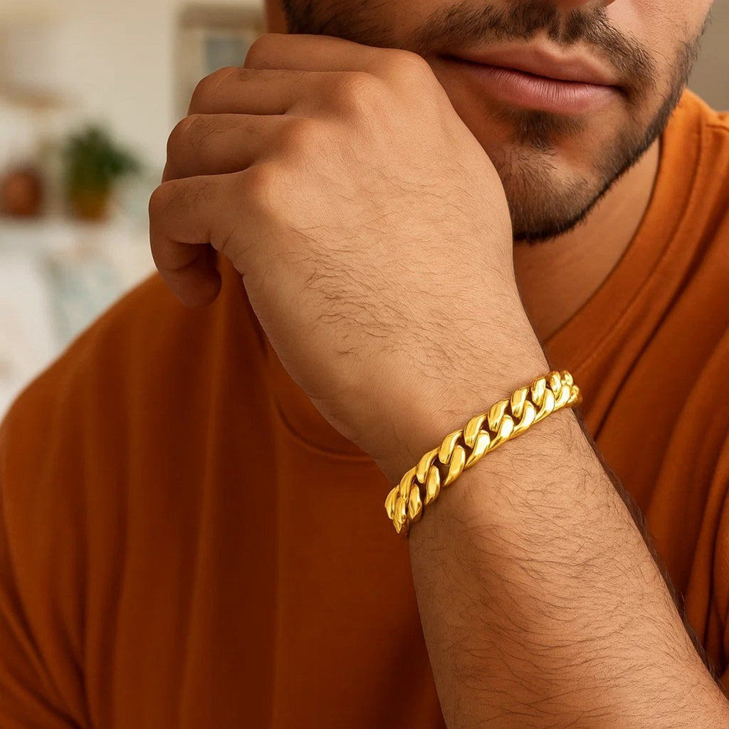 14k Yellow Gold Semi Solid Miami Cuban Bracelet (9.10 mm)