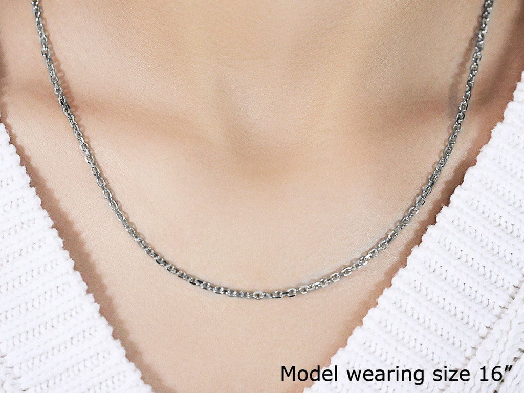 14k White Gold Diamond Cut Cable Link Chain (2.60 mm)
