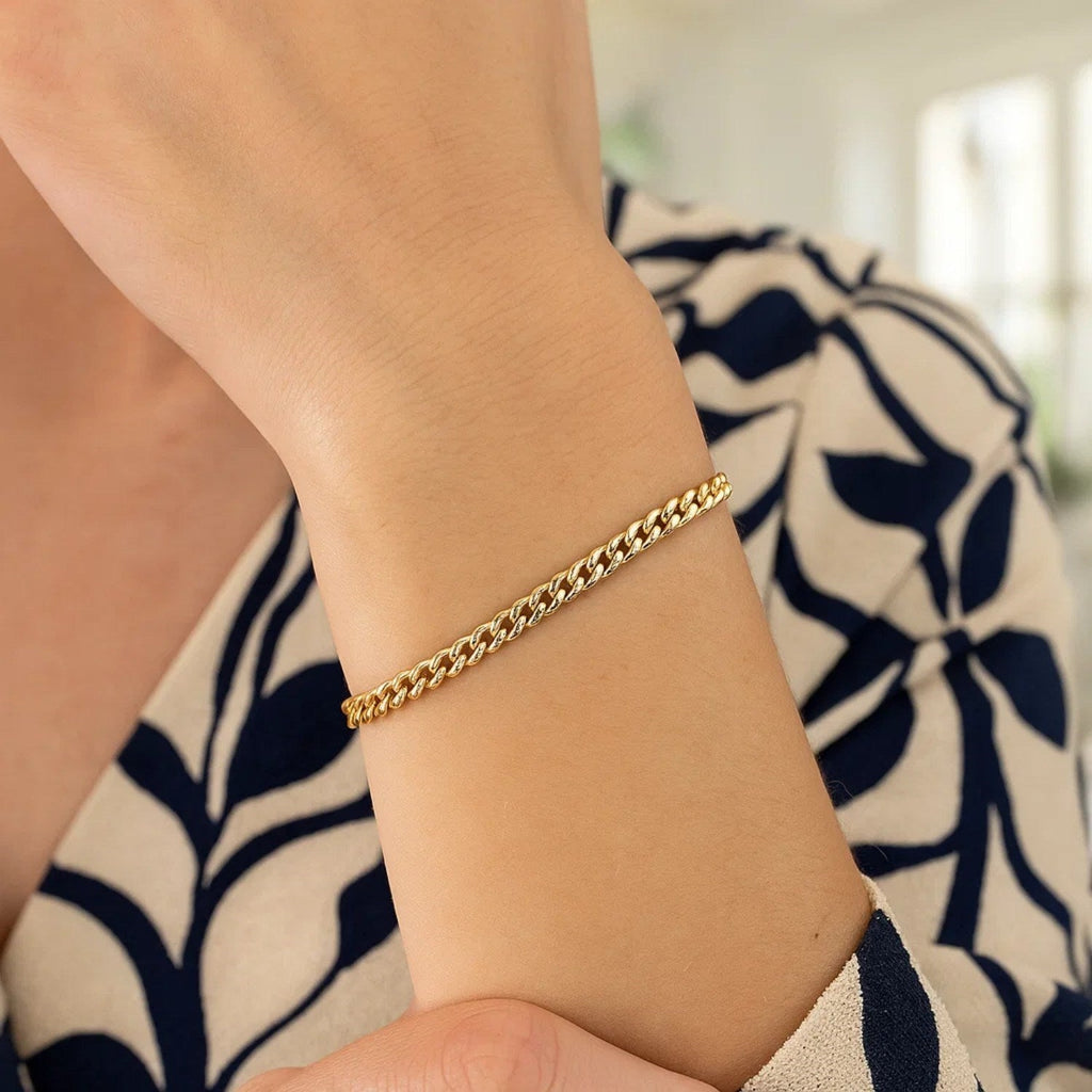 14k Yellow Gold Classic Miami Cuban Solid Bracelet (3.20 mm)