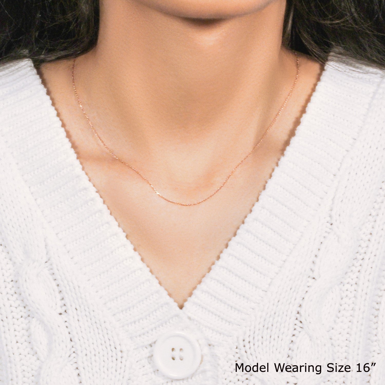 14k Rose Gold Diamond Cut Cable Link Chain (0.68 mm)