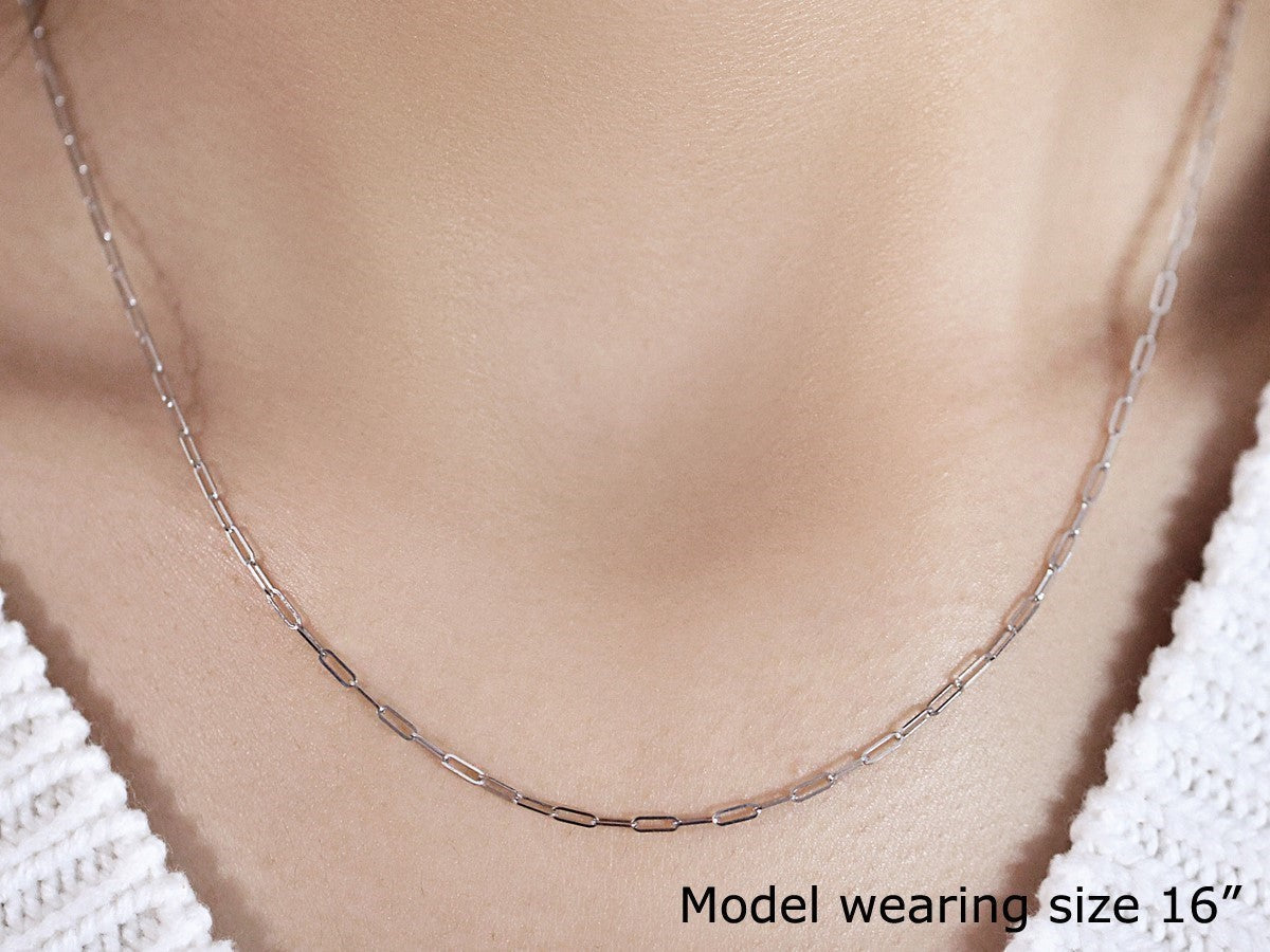 14K White Gold Fine Paperclip Chain (1.50 mm)