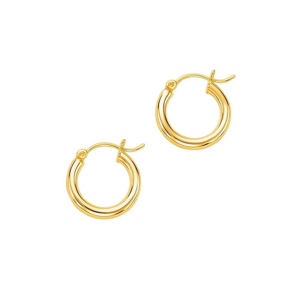 10k Yellow Gold Polished Hoop Earrings (3x15mm)