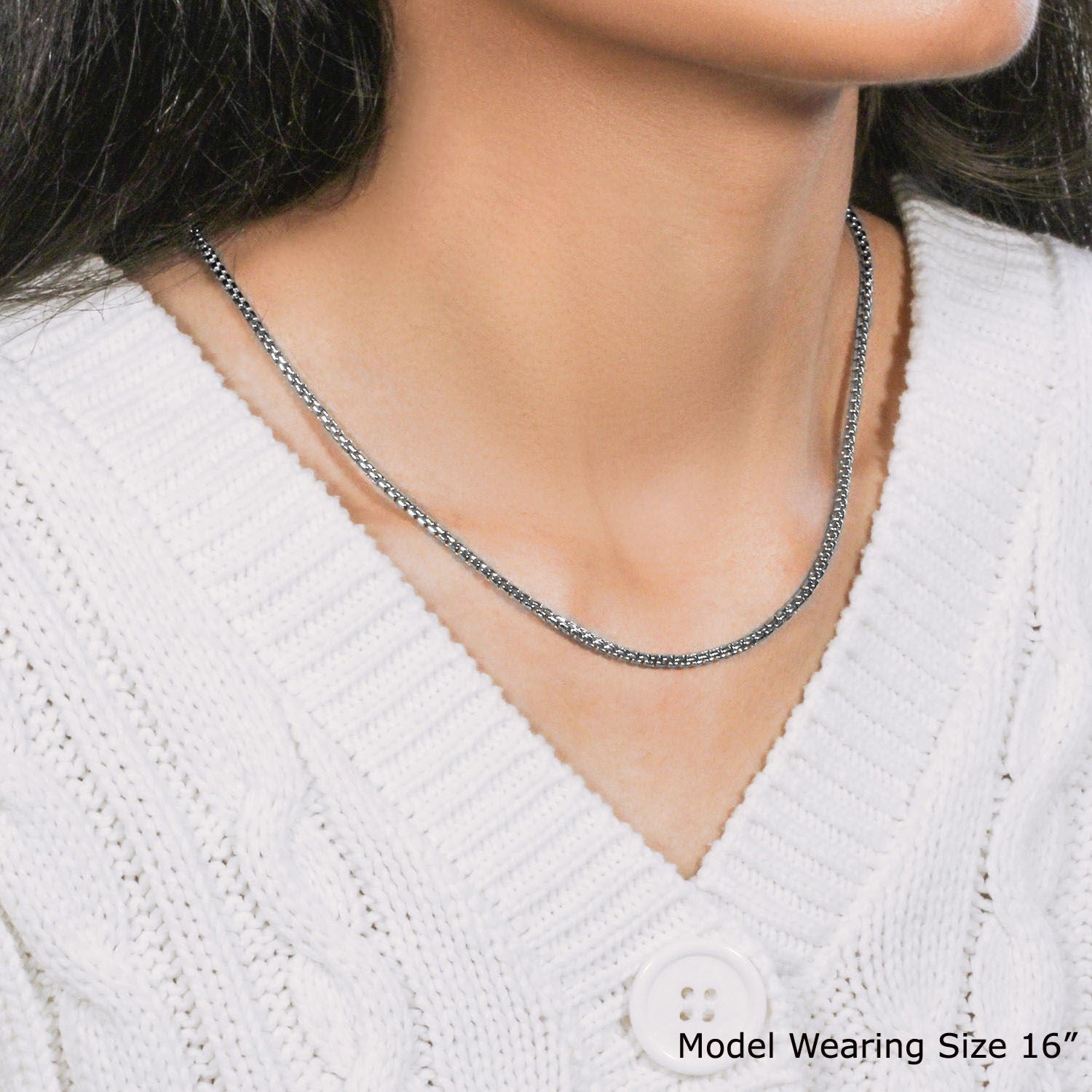14k White Gold Solid Round Box Chain (2.5 mm)