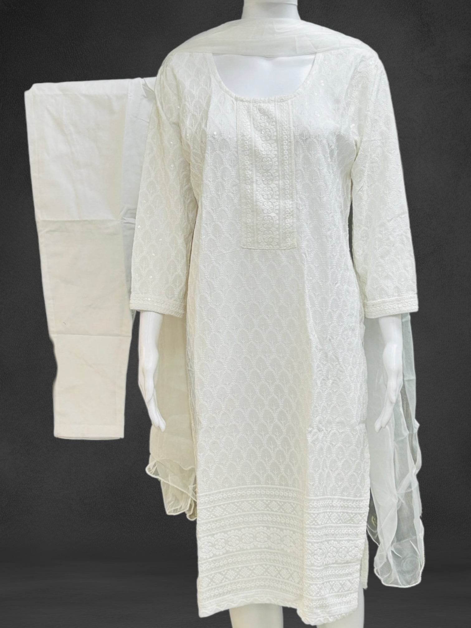 Cotton Chikankari kurti set | white salwar suit