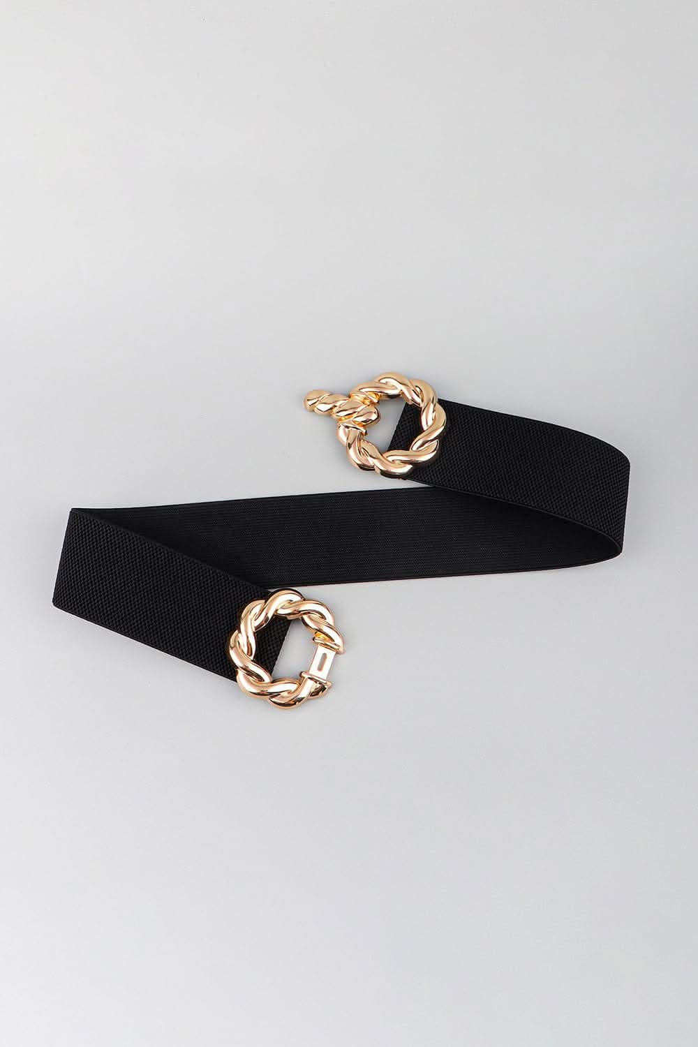 Elastic belt with zinc alloy buckle