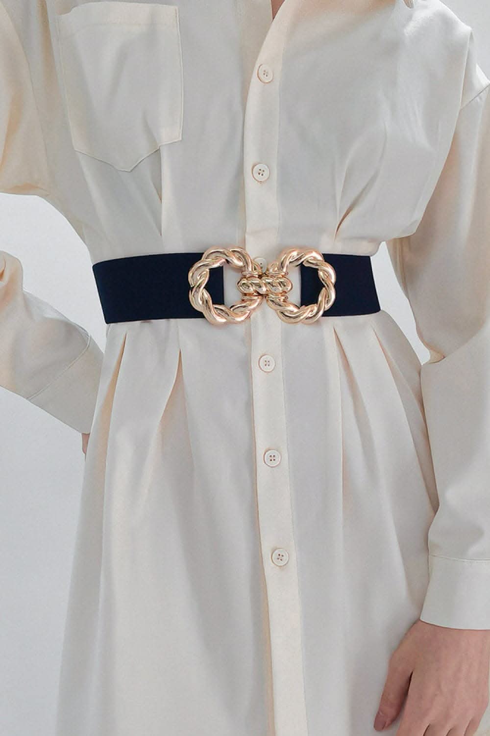 Elastic belt with zinc alloy buckle