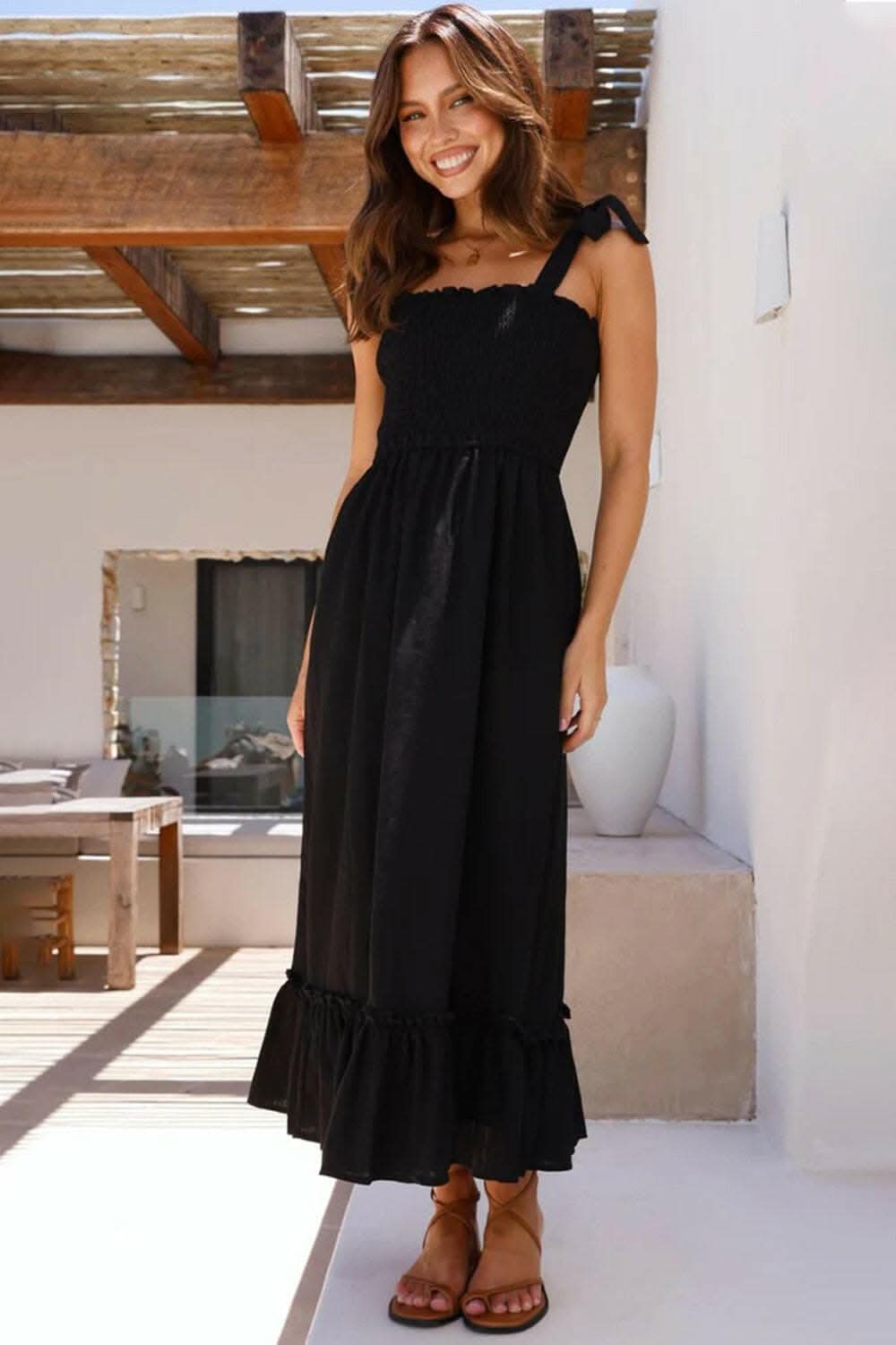 Elegant smocked ruffled dress
