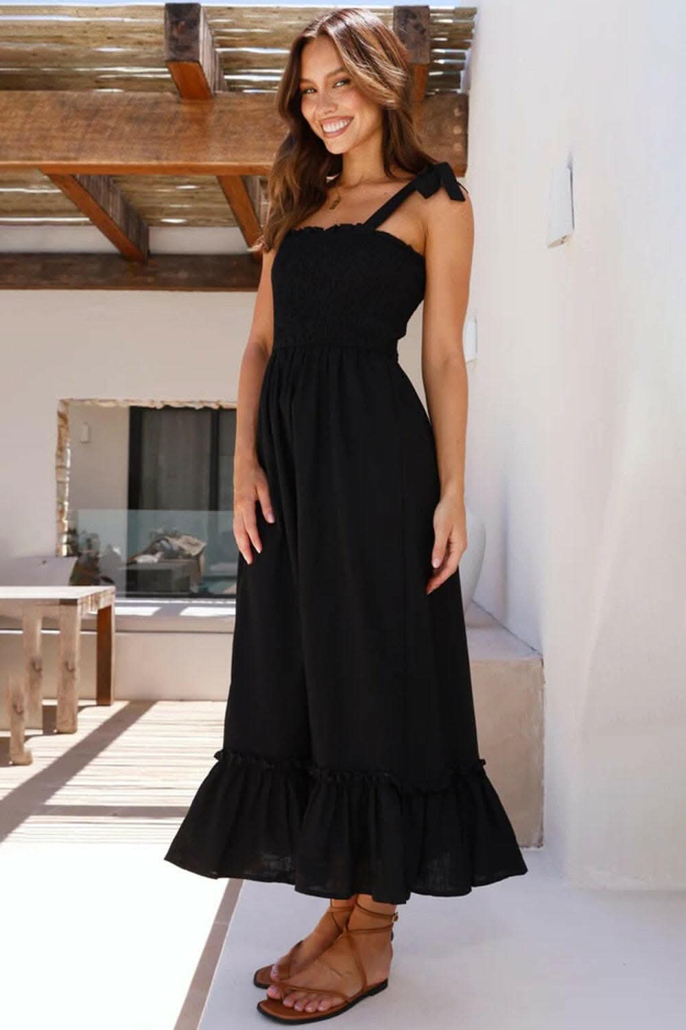 Elegant smocked ruffled dress