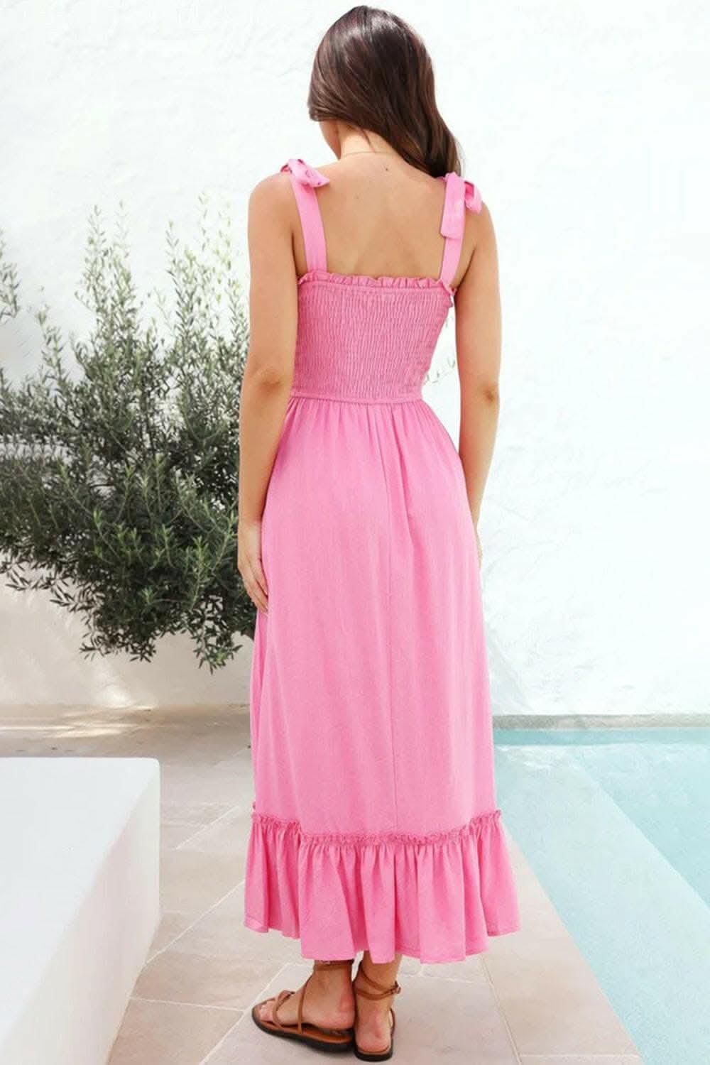 Elegant smocked ruffled dress