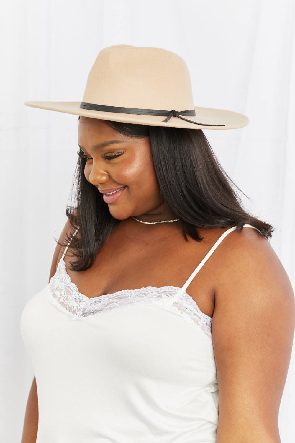 Fame fedora hat with leather detail