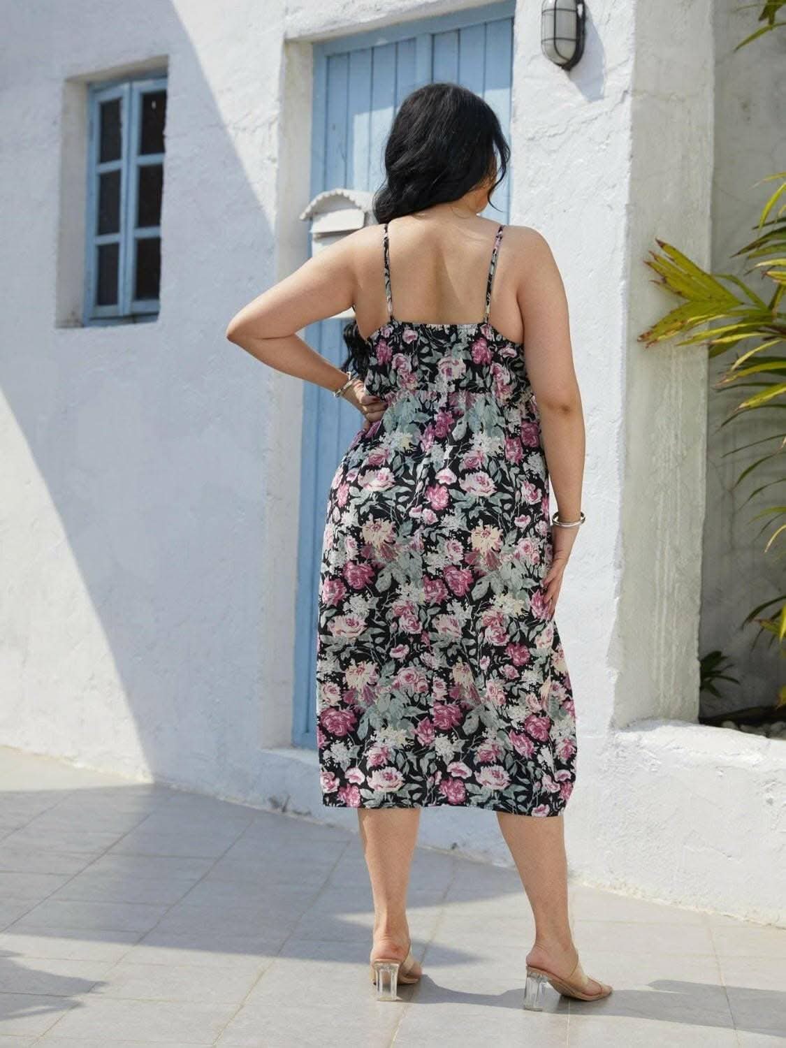 Floral print plus size dress