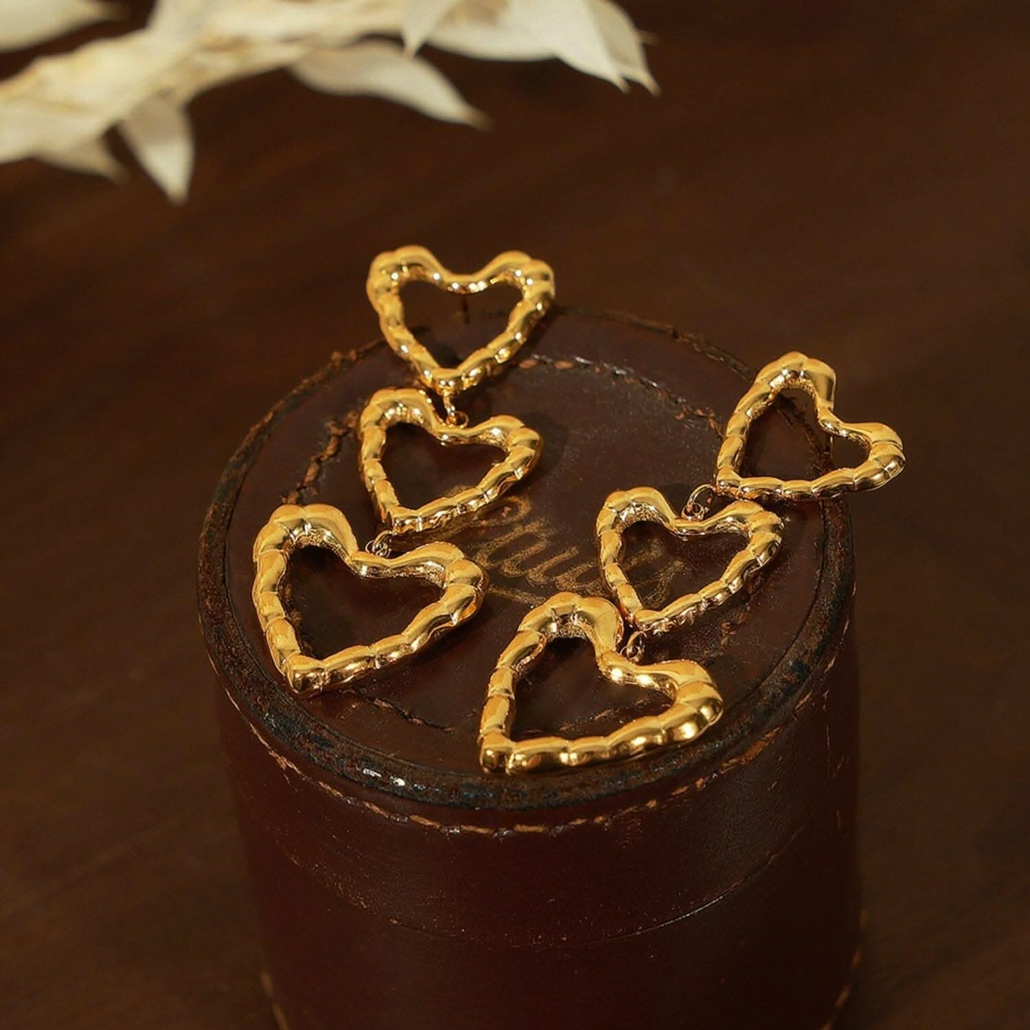 Heart-shaped titanium earrings