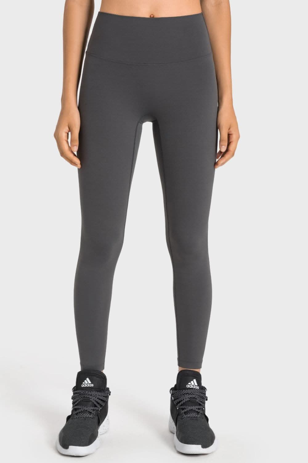 High-rise yoga leggings with wide waistband