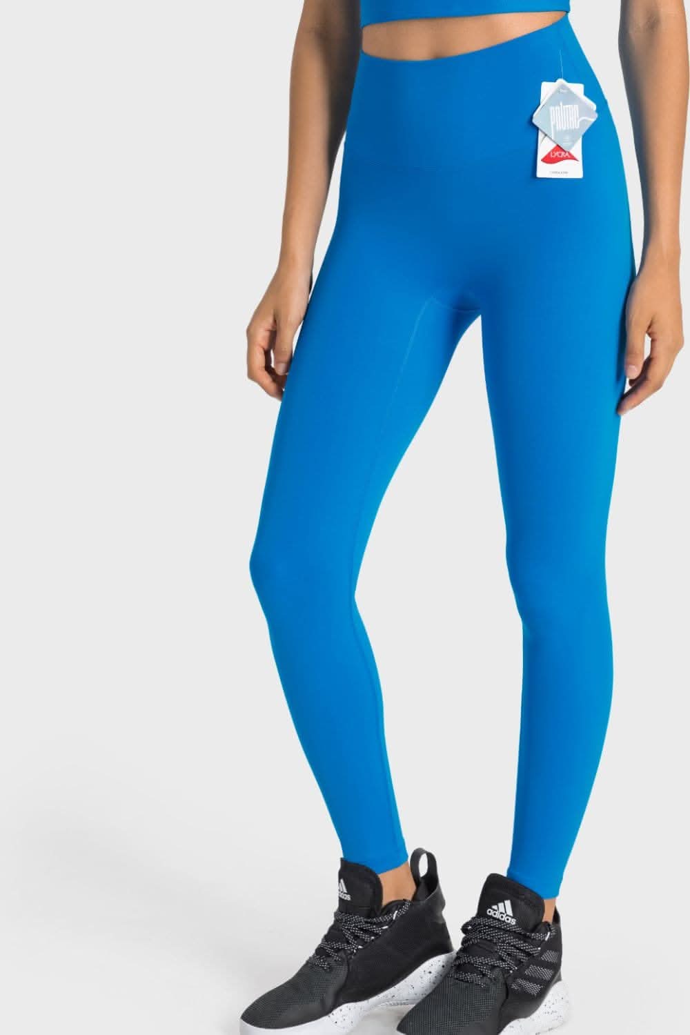 High-rise yoga leggings with wide waistband