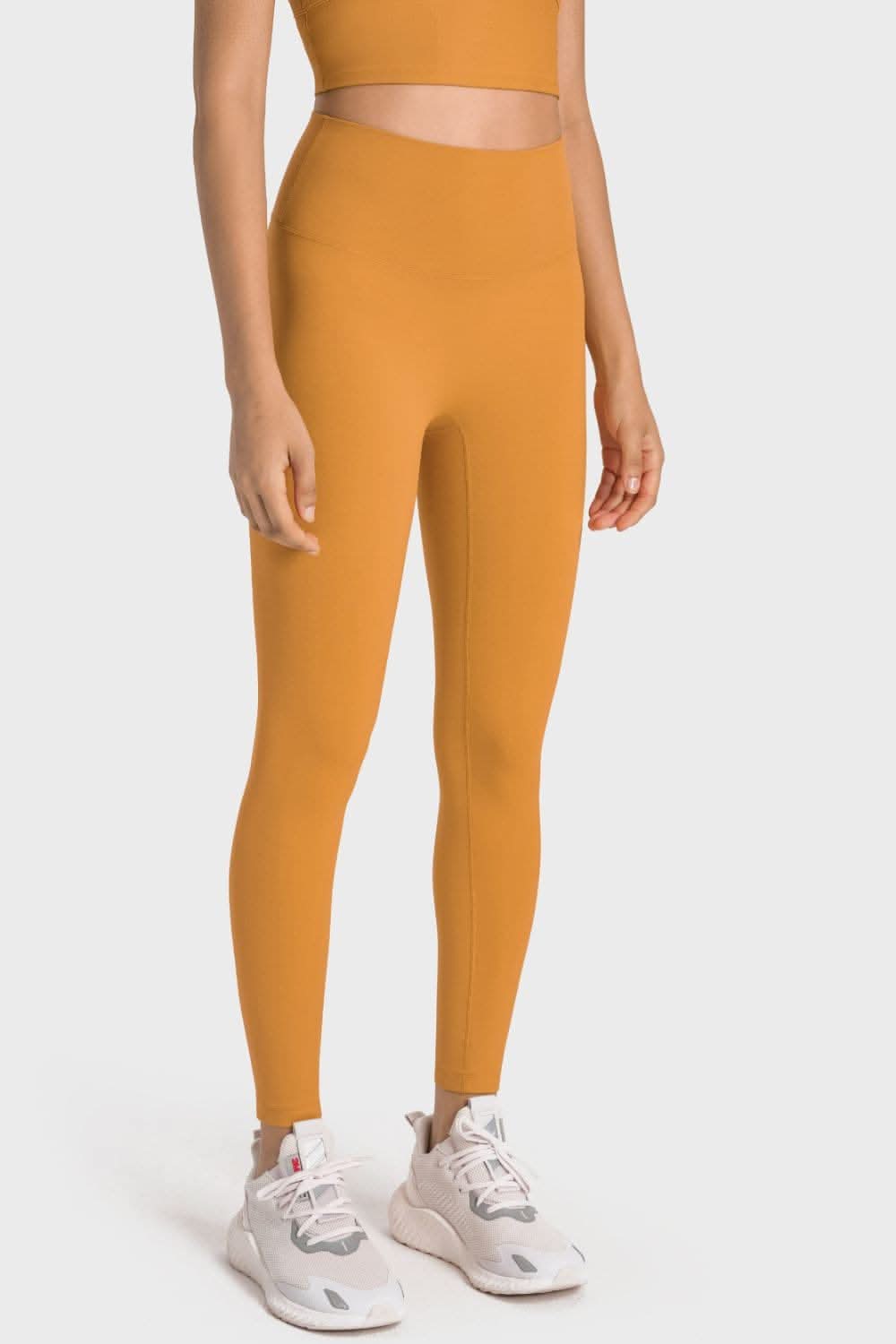 High-rise yoga leggings with wide waistband