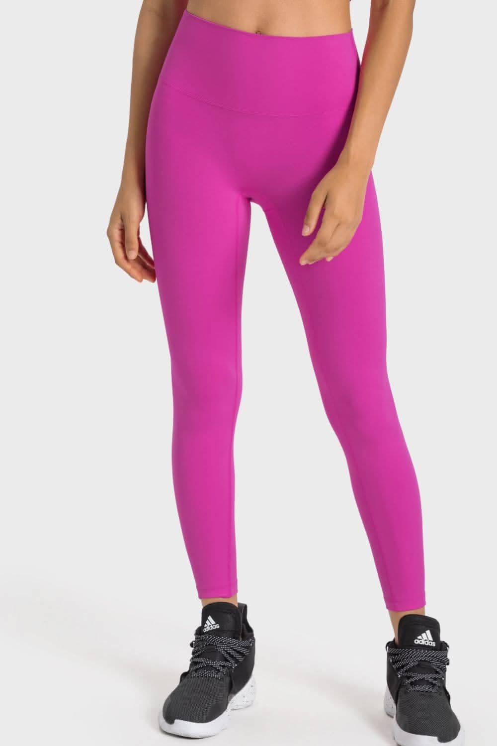High-rise yoga leggings with wide waistband