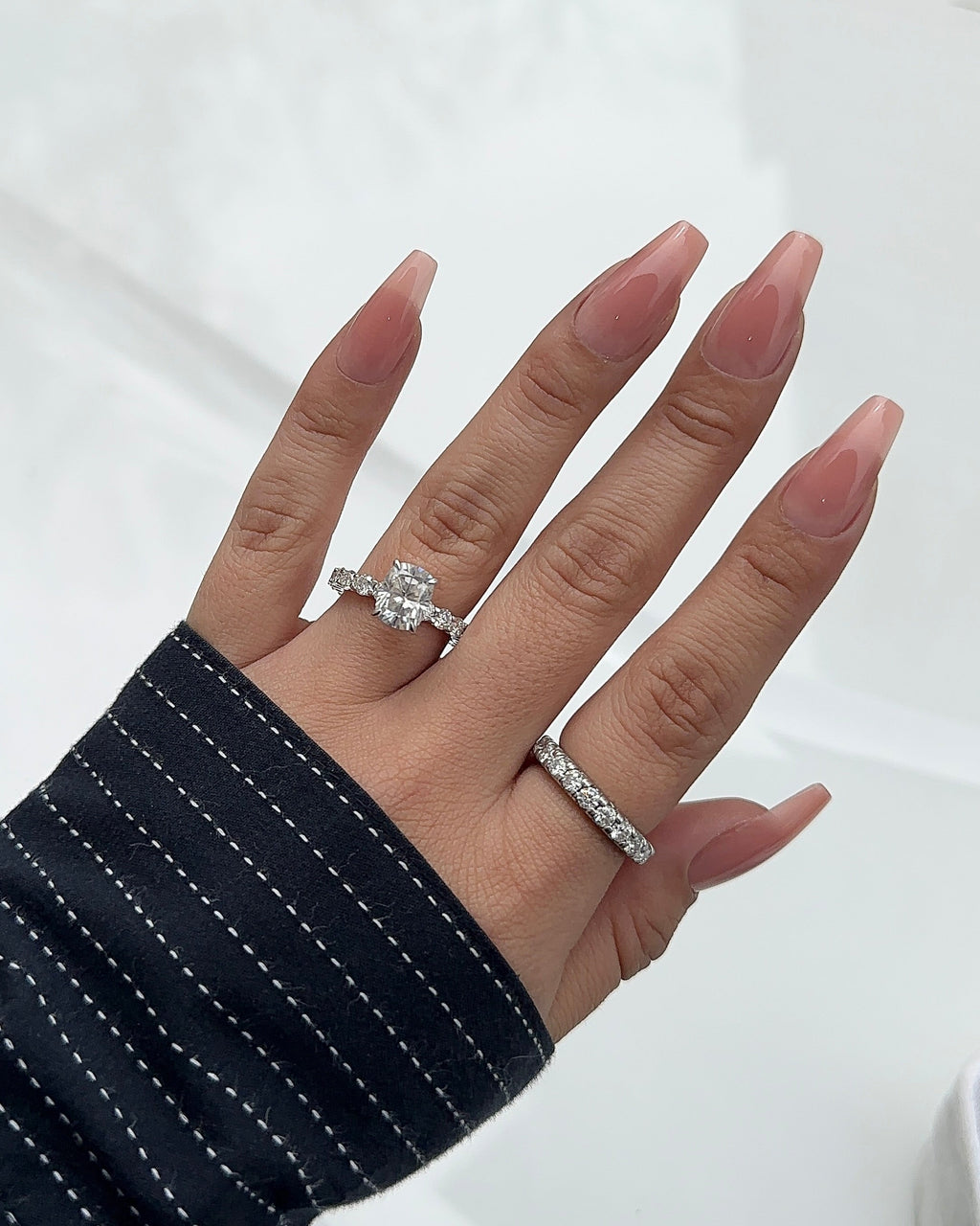 2.5ct Elongated Cushion Cut Eternity Engagement Ring