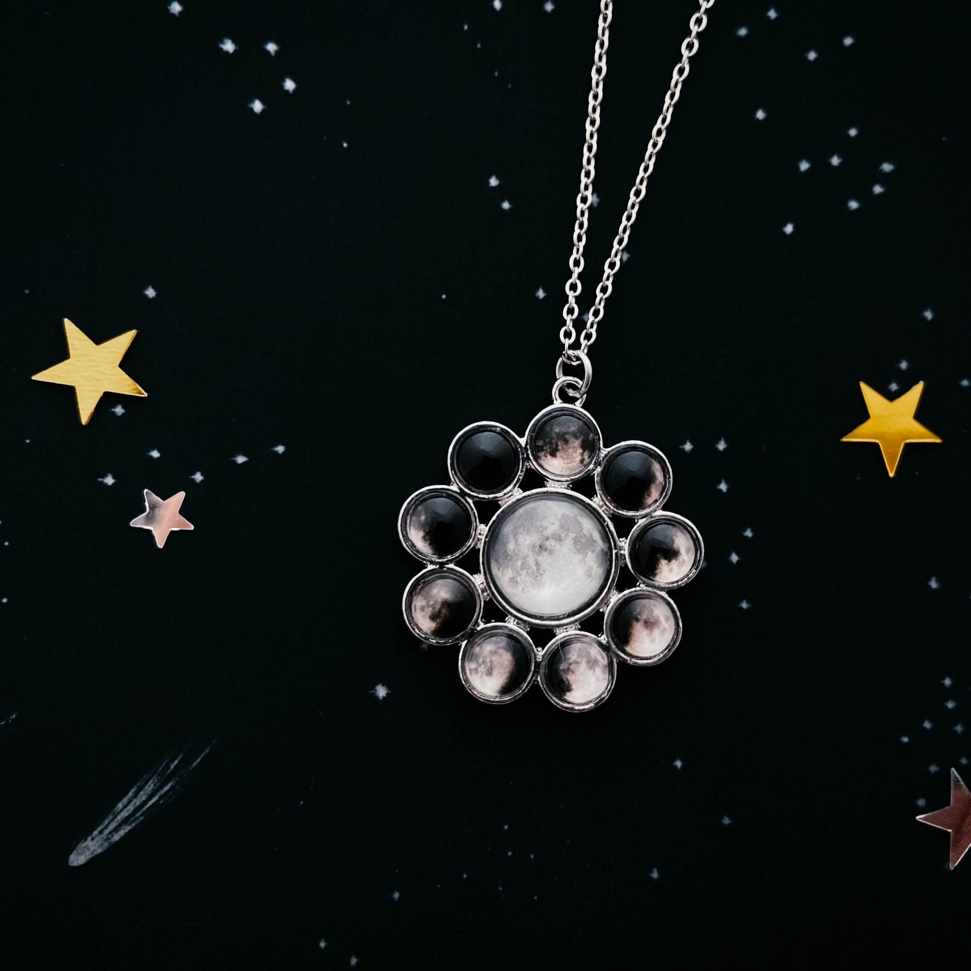 Moon Phase Halo Pendant