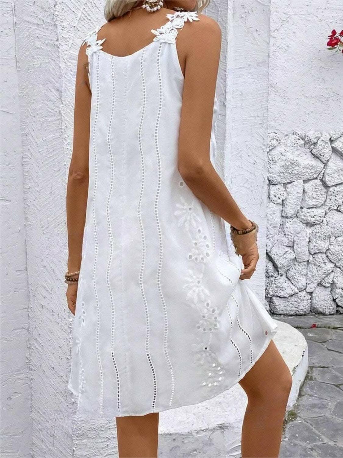 Lace detail v-neck mini dress