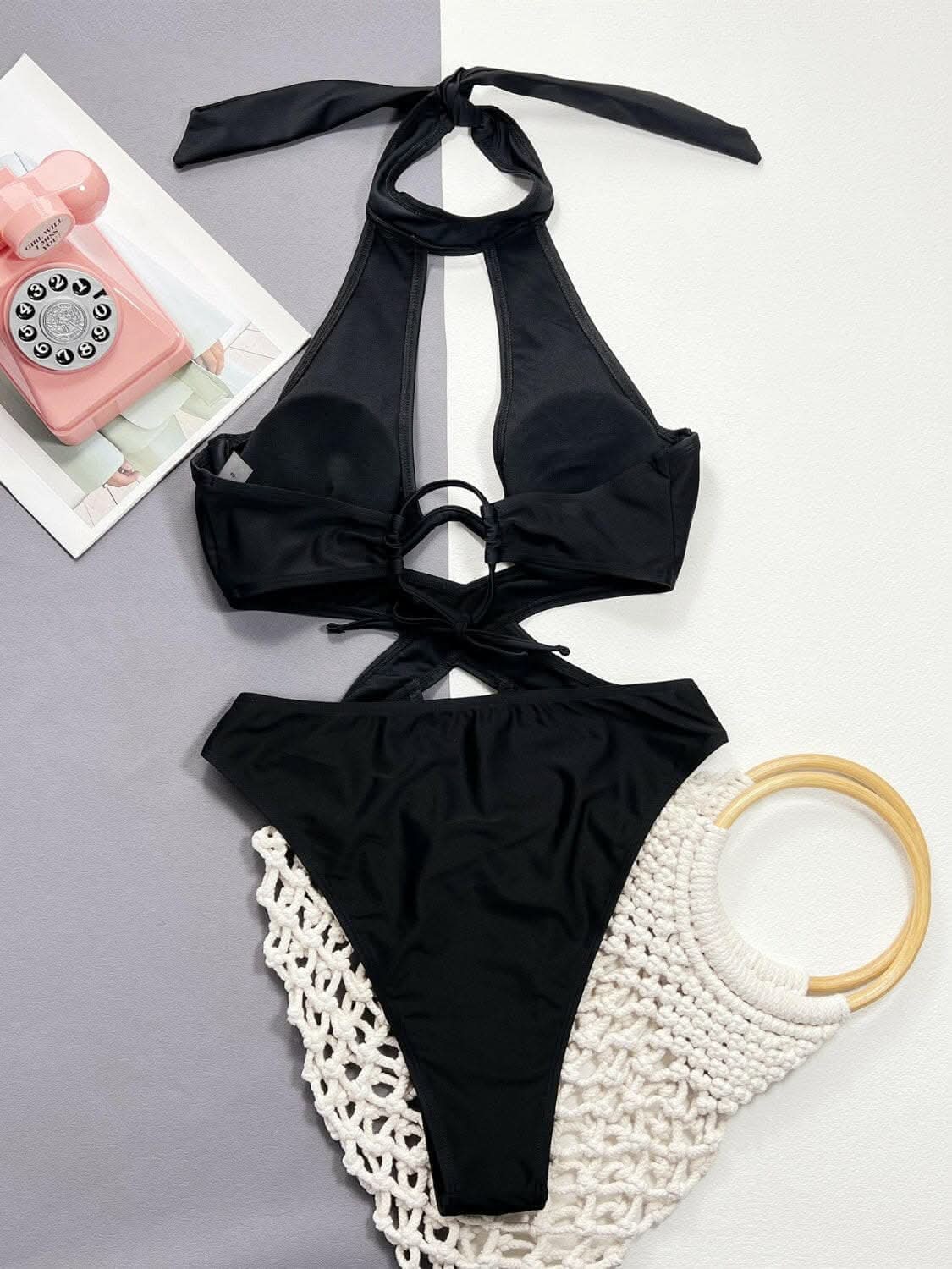Modern elegance halter swimsuit