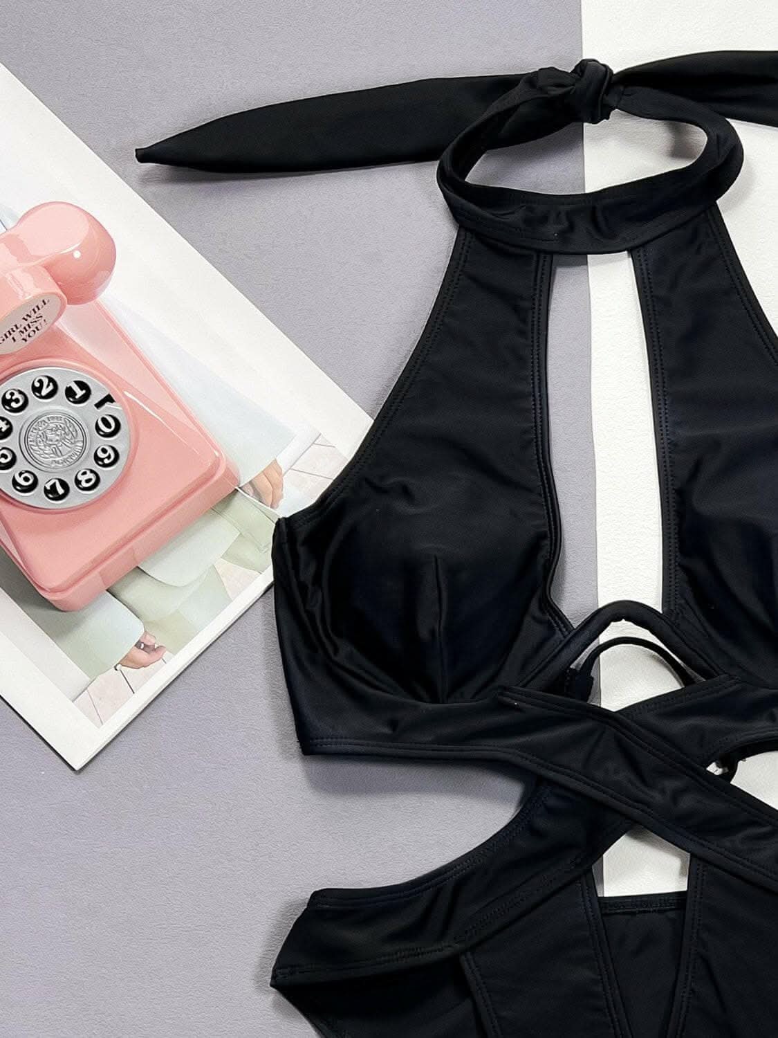 Modern elegance halter swimsuit