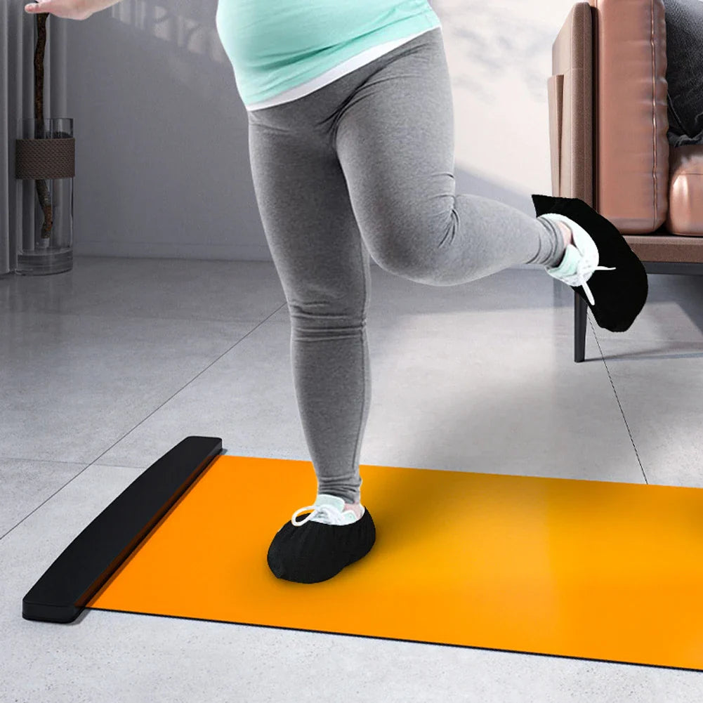 140/180/200cm Yoga Mat Skating Slide Board Household Sliding Fitness Training Board for Ice Hockey Roller Skating Leg Exercise