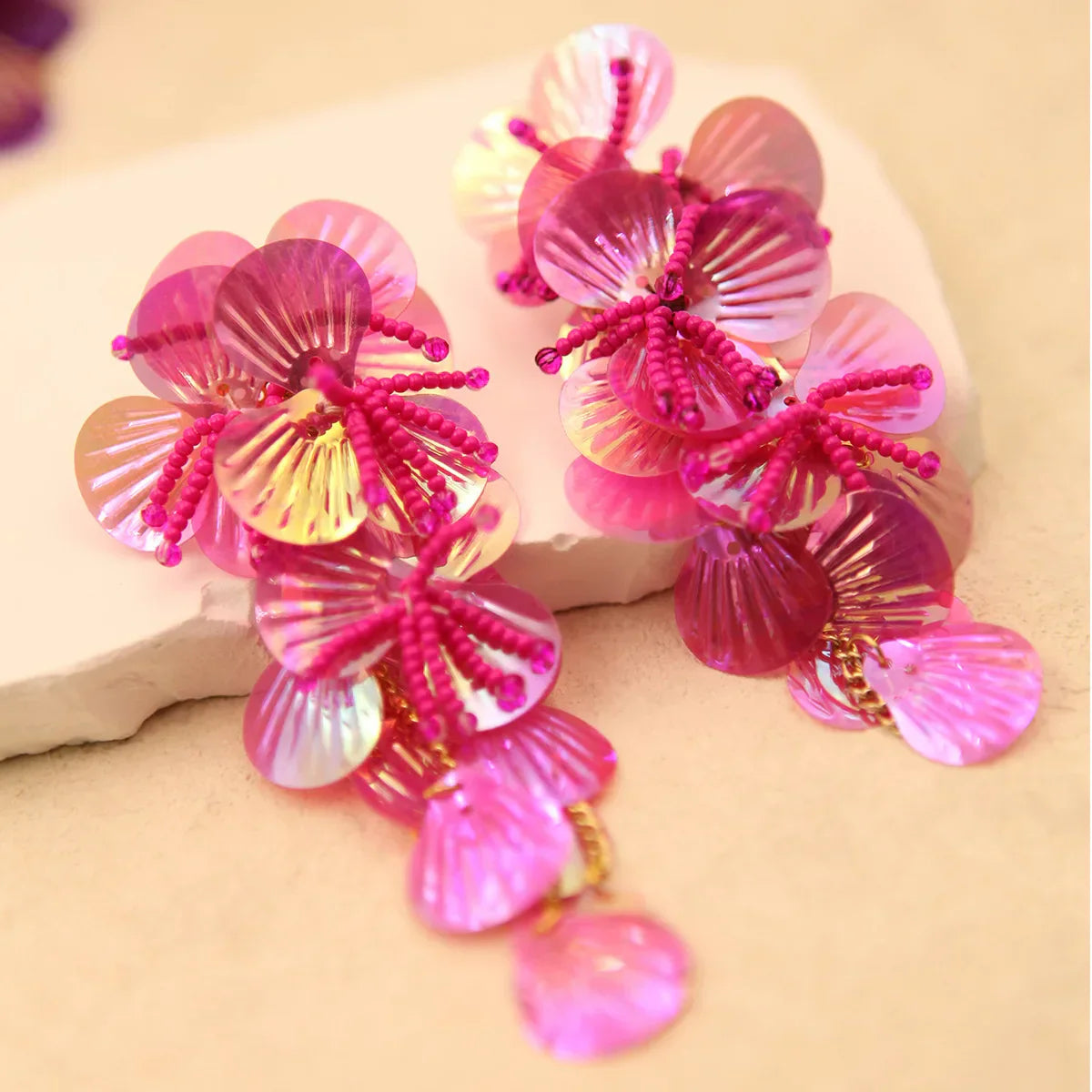 Premium Colorful Shiny Large Shell Earrings for Bold Fashion Style