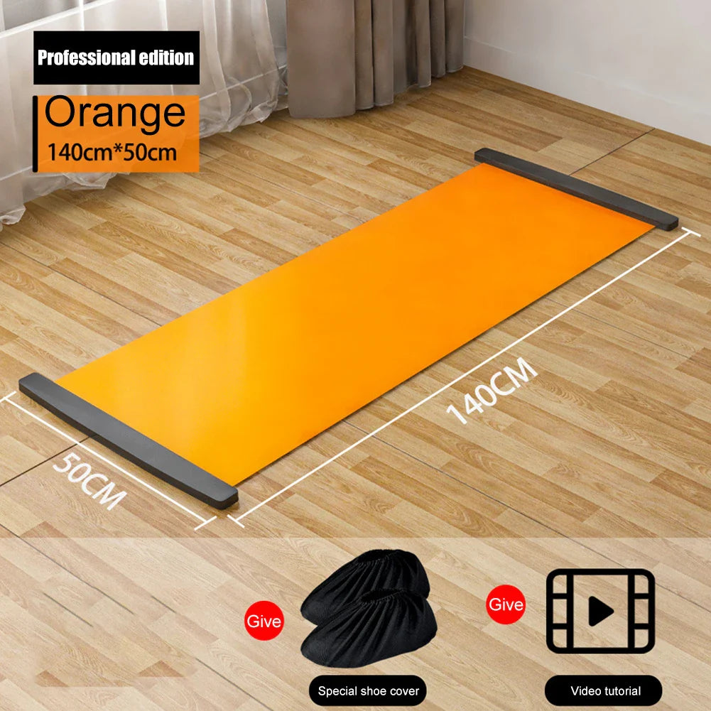 140/180/200cm Yoga Mat Skating Slide Board Household Sliding Fitness Training Board for Ice Hockey Roller Skating Leg Exercise