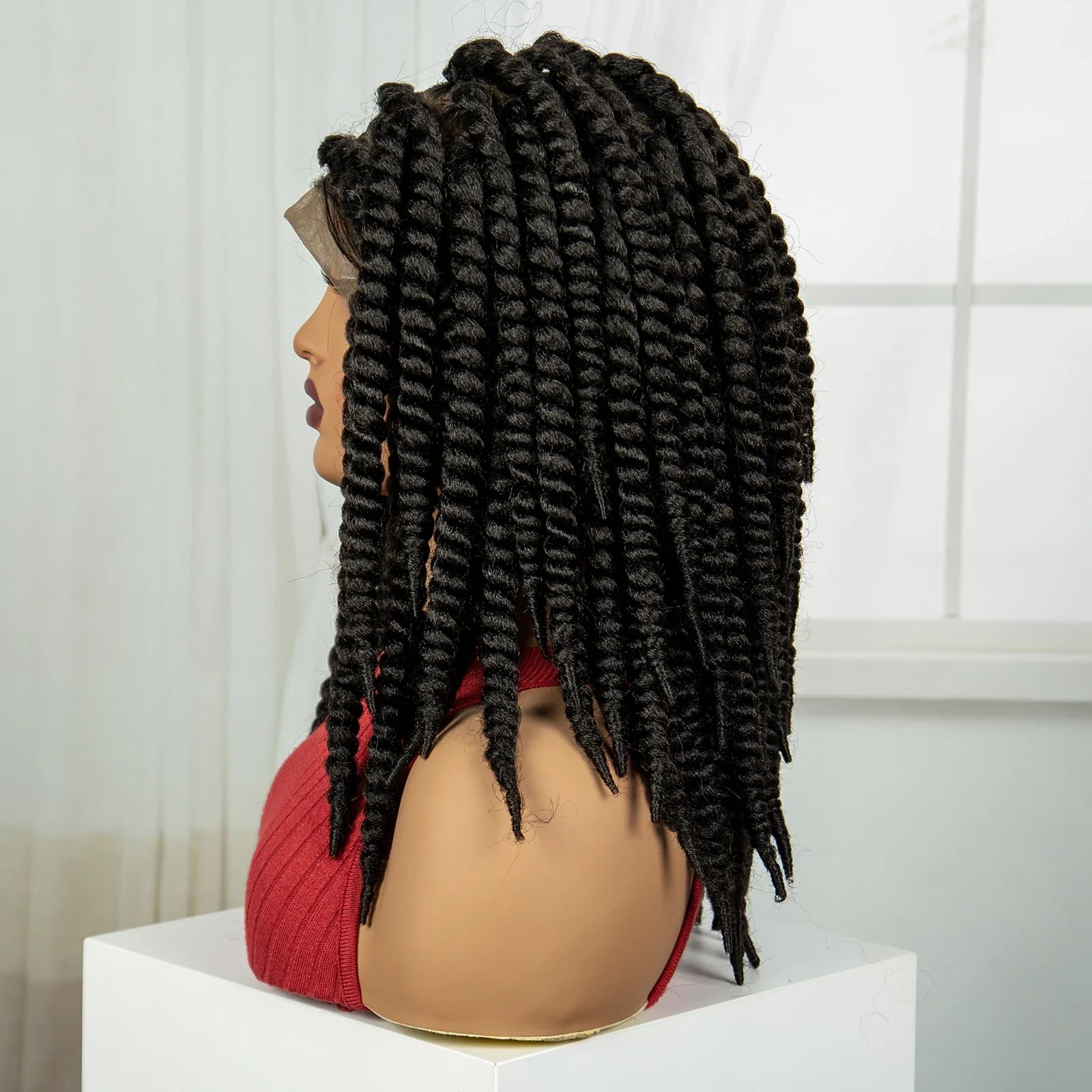 16" Knotless Box Twist Braids Wig | Full Lace | Baby Hair