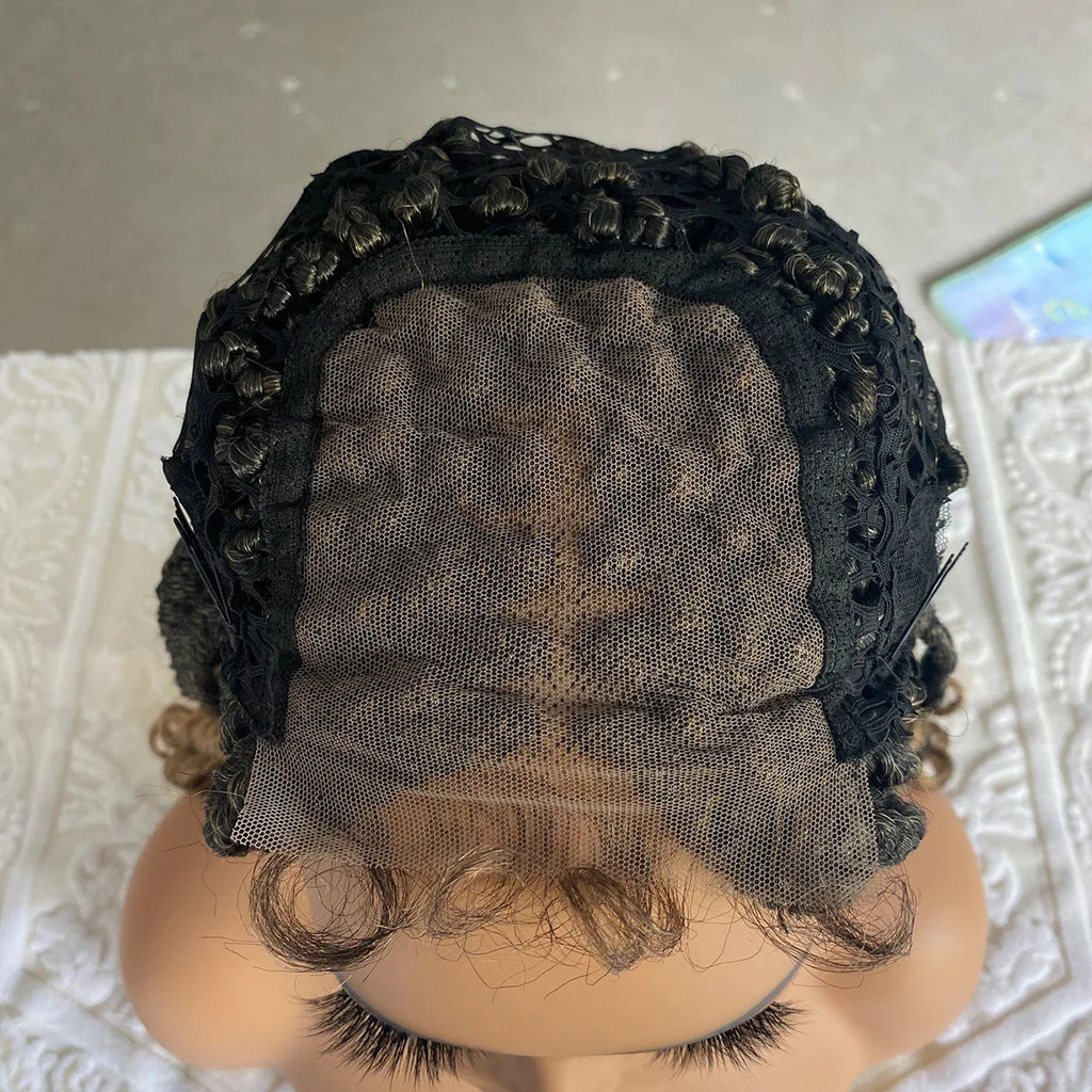 18" Curly End Box Braided Lace Front Wig | 4x4 Lace | Baby Hair | Synthetic Afro Wig