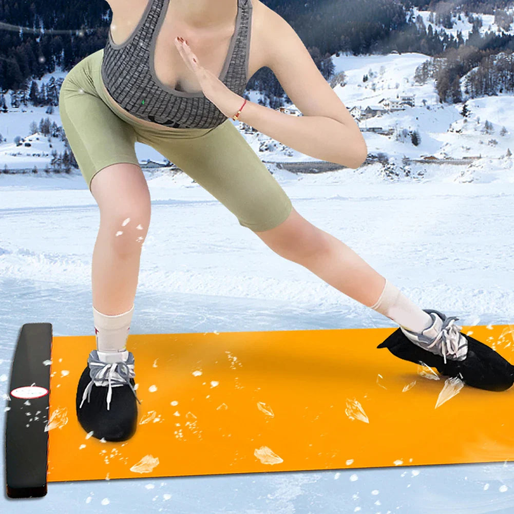 140/180/200cm Yoga Mat Skating Slide Board Household Sliding Fitness Training Board for Ice Hockey Roller Skating Leg Exercise