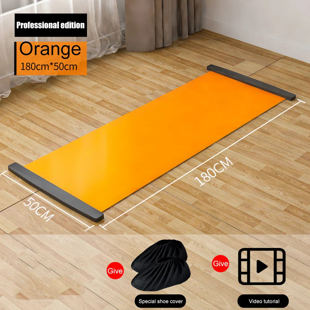 140/180/200cm Yoga Mat Skating Slide Board Household Sliding Fitness Training Board for Ice Hockey Roller Skating Leg Exercise