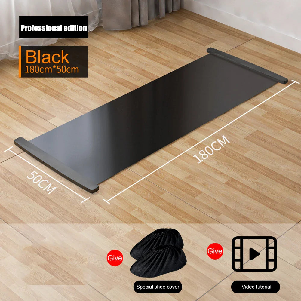 140/180/200cm Yoga Mat Skating Slide Board Household Sliding Fitness Training Board for Ice Hockey Roller Skating Leg Exercise