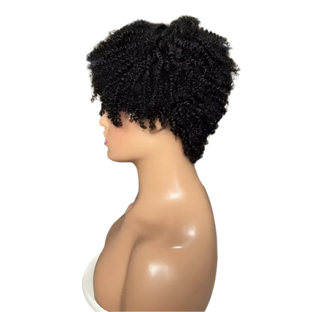 100% Human Hair | Afro Kinky Curly | Full Machine | Short Wigs | Brazilian Virgin Hair Wig