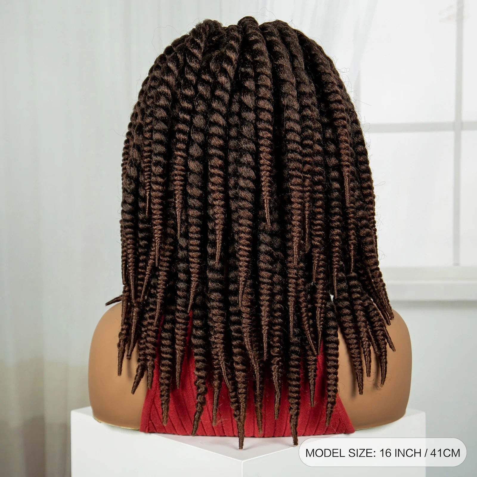 16" Knotless Box Twist Braids Wig | Full Lace | Baby Hair