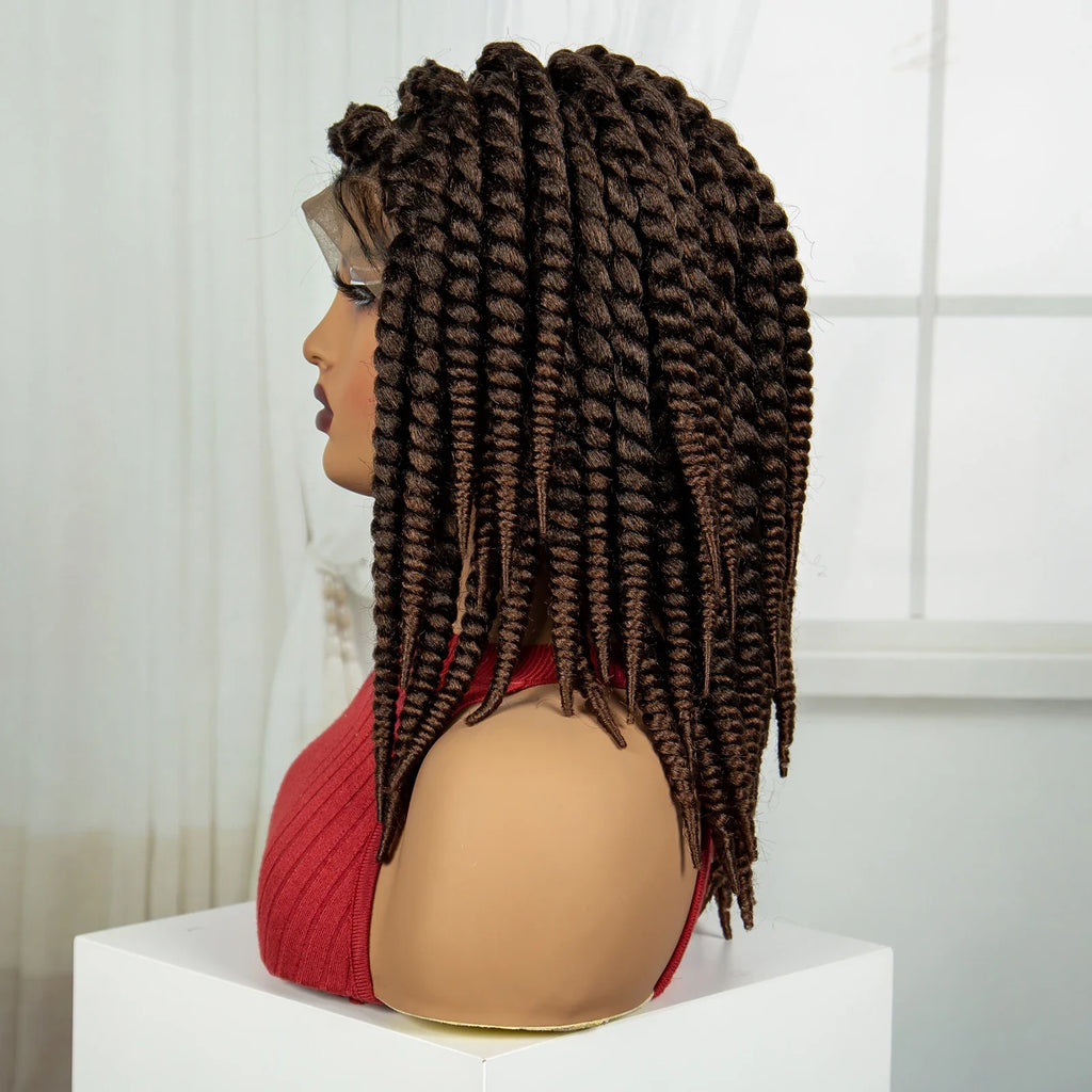16" Twist Knotless Braids Wig | HD Full Lace | Baby Hair | Natural Look