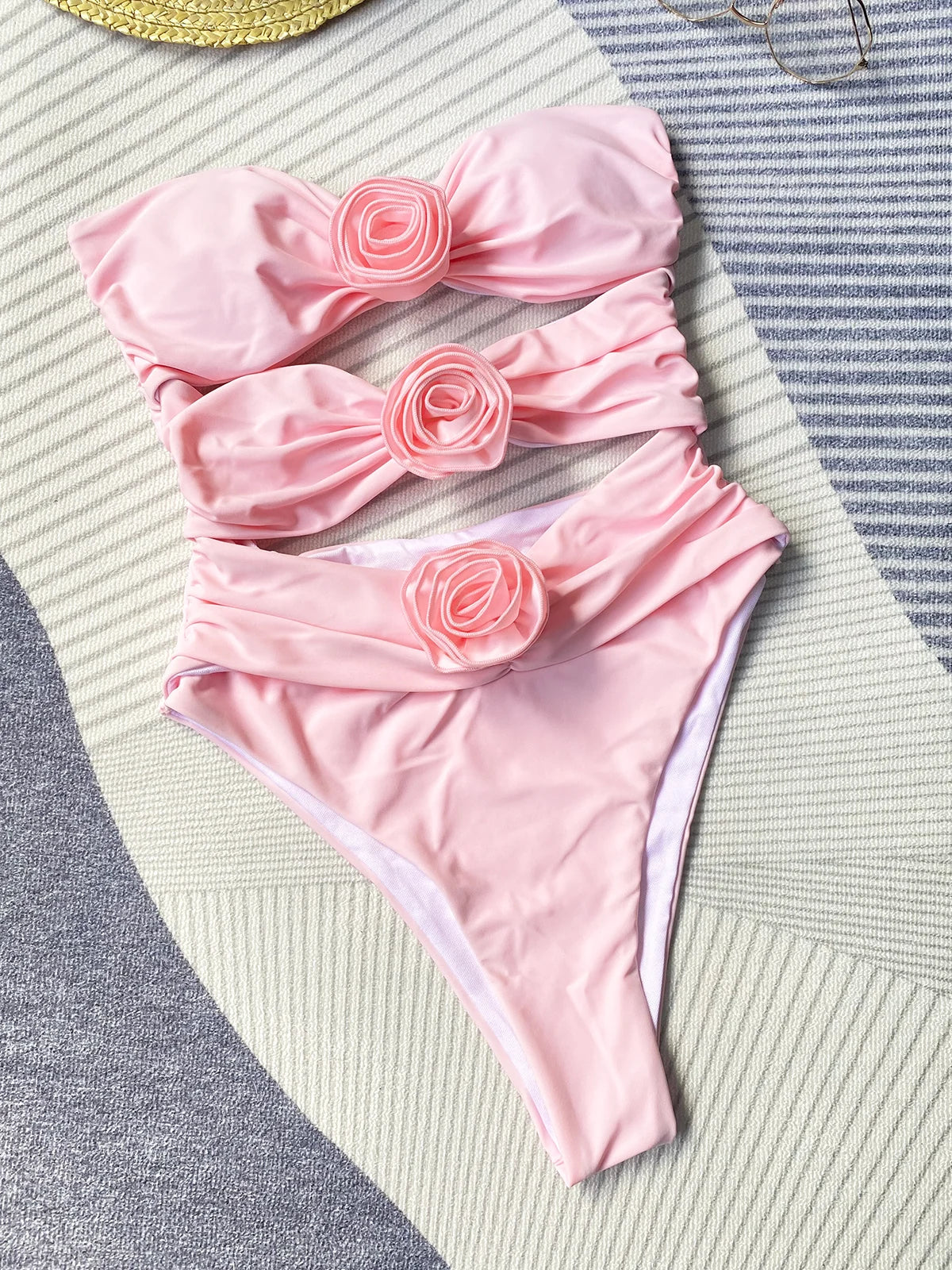 Premium Oceana One Piece Swimsuit in White and Pink for Women