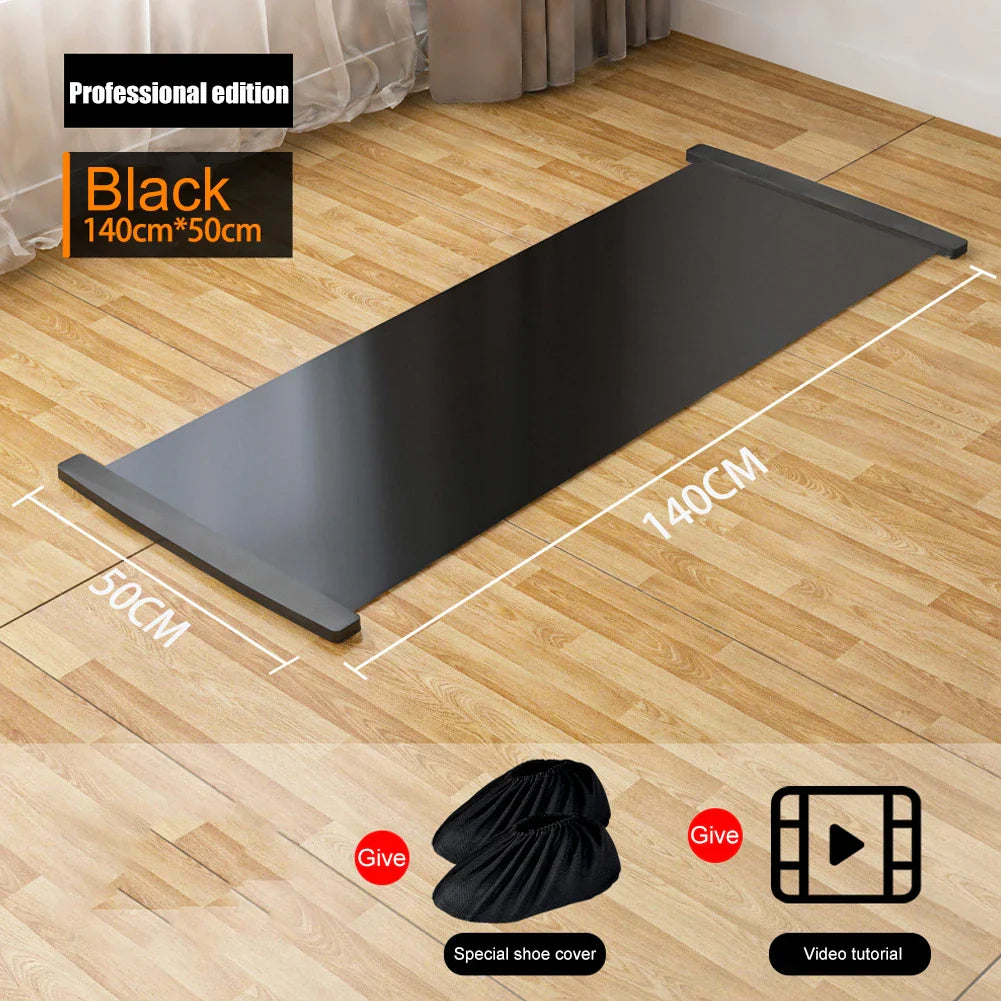 140/180/200cm Yoga Mat Skating Slide Board Household Sliding Fitness Training Board for Ice Hockey Roller Skating Leg Exercise