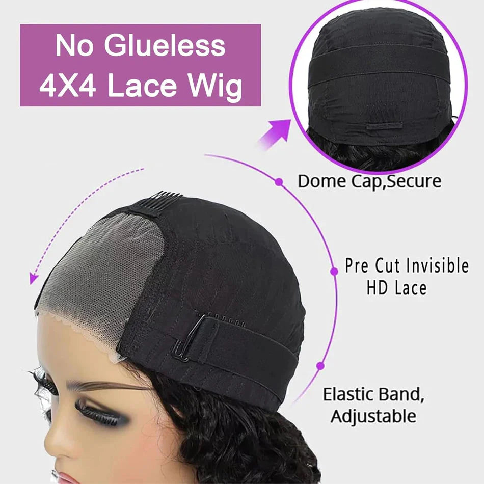 16 Inch Loose Water Wave Malaysian 13x4 Lace Front Wig Short Bob Wet & Wavy Glueless 4x4 Closure