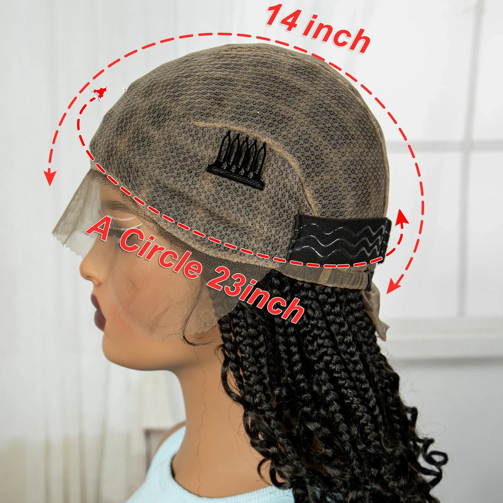 16" Deep Wave Knotless Braids Wig | Curly Ends | Full Lace | Baby Hair