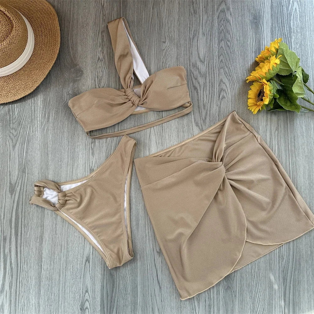 Premium Allie 3 Piece Swimsuit Women - Floral Lace Up Design