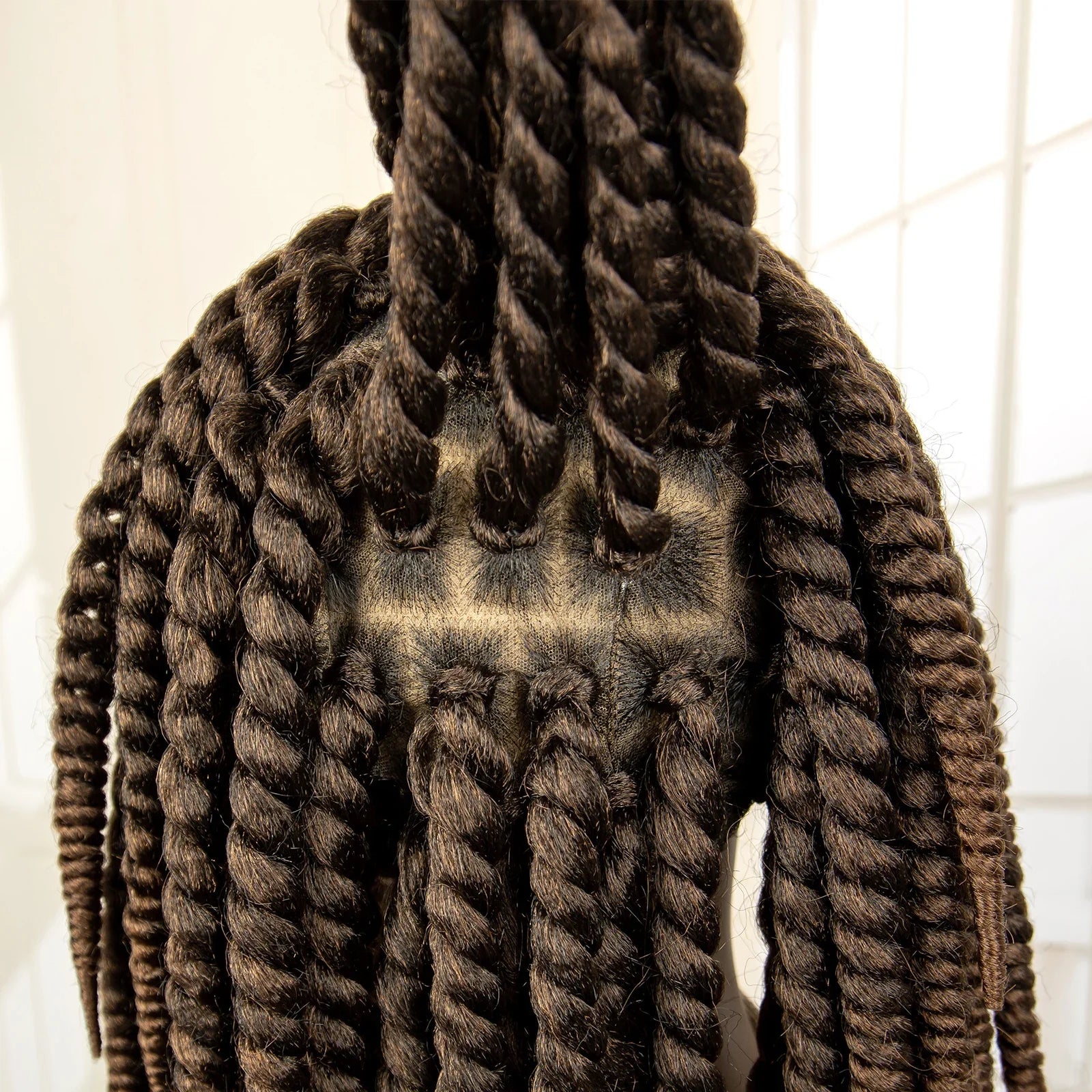 16 Inch Brown Twisted Braided Bob Wig | Full Lace | Kanekalon Fiber | For Black Women