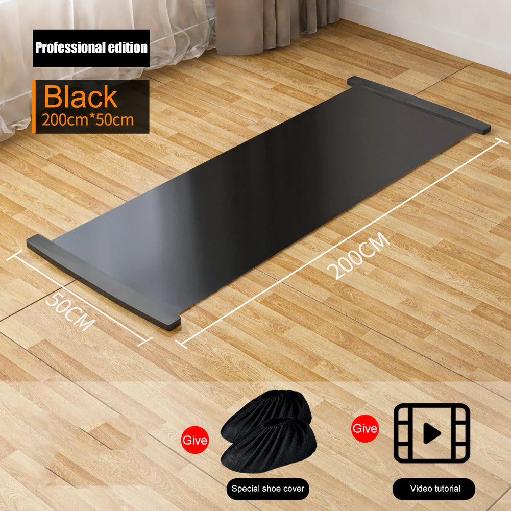 140/180/200cm Yoga Mat Skating Slide Board Household Sliding Fitness Training Board for Ice Hockey Roller Skating Leg Exercise