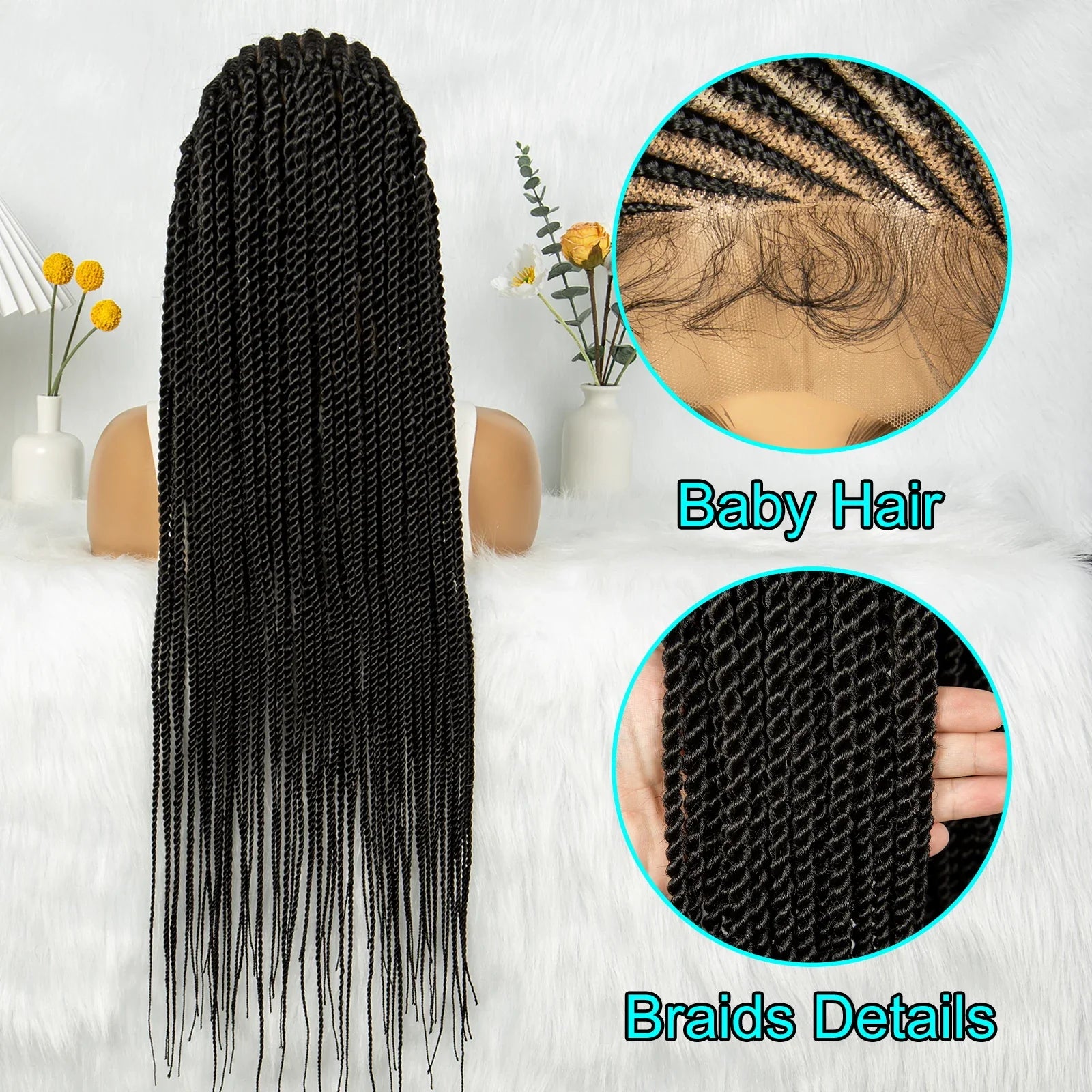 HD Lace Cornrows to Twisted Braids Wig | Full Lace Goddess Style