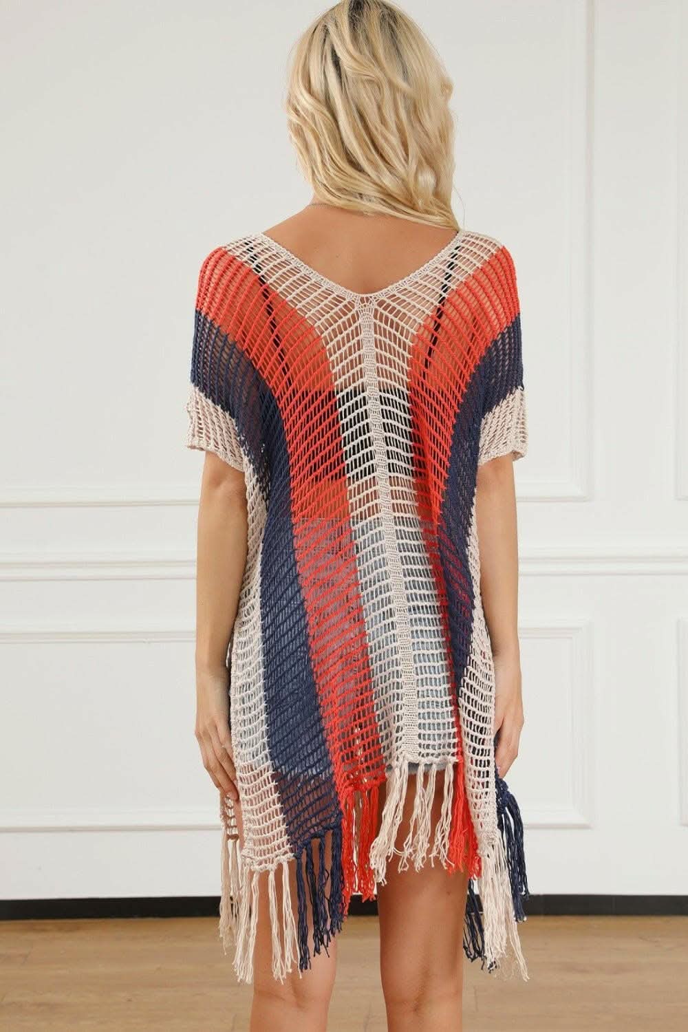 Sheer tassel beach cover-up