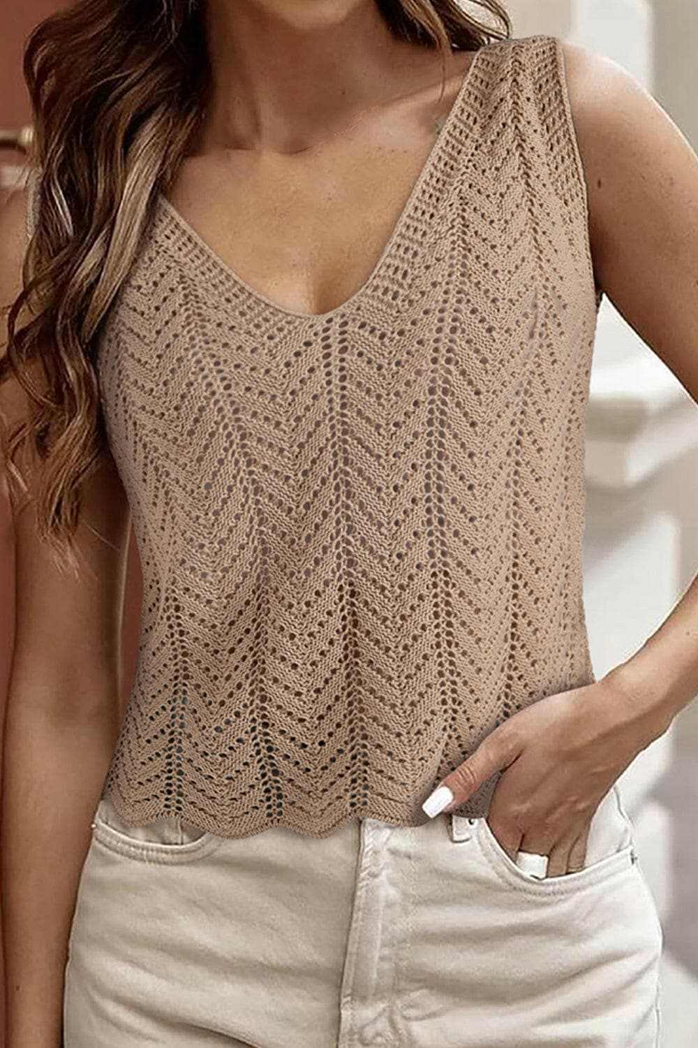 Sophisticated openwork knit vest