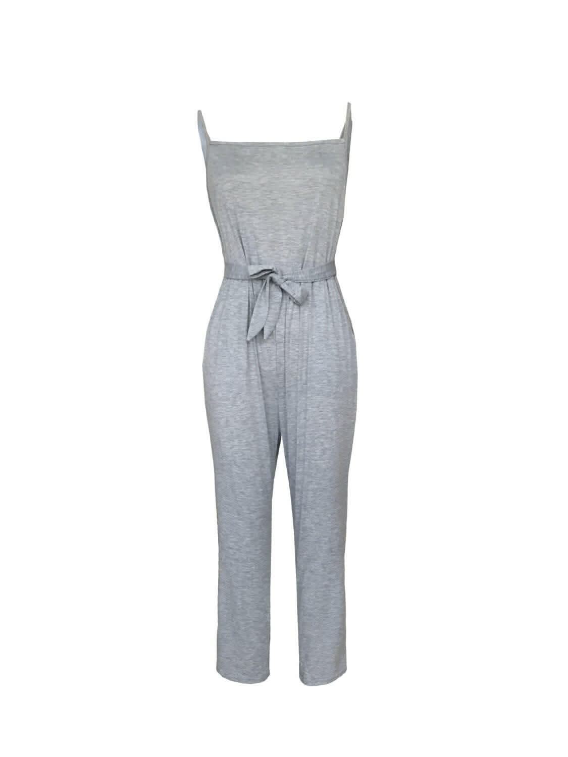 Tied strap square neck jumpsuit