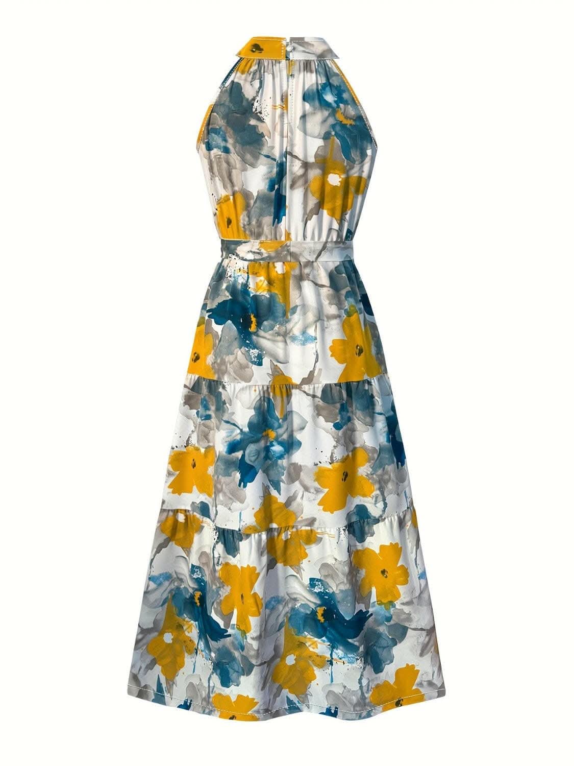 Tiered mock neck dress - elegant style