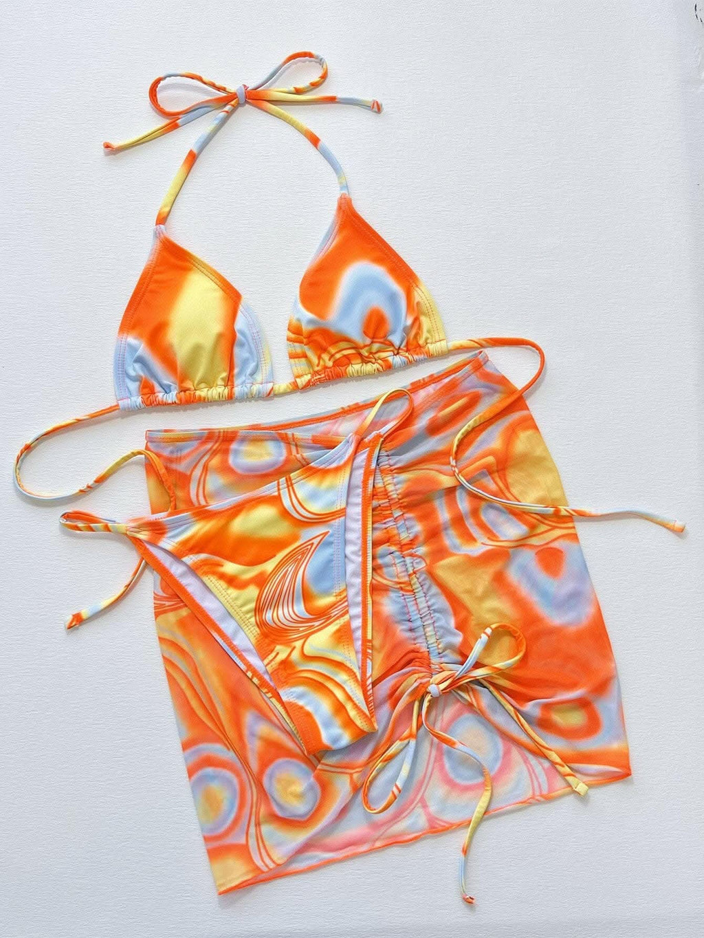 Vibrant ruched 3-piece swim set