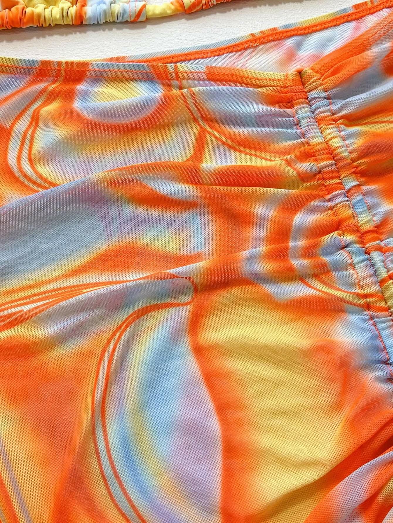 Vibrant ruched 3-piece swim set